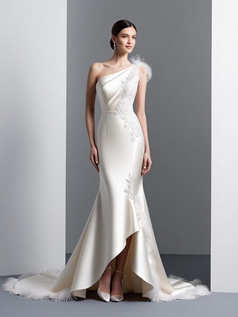 Wedding Dress for women with Contrasting Textures